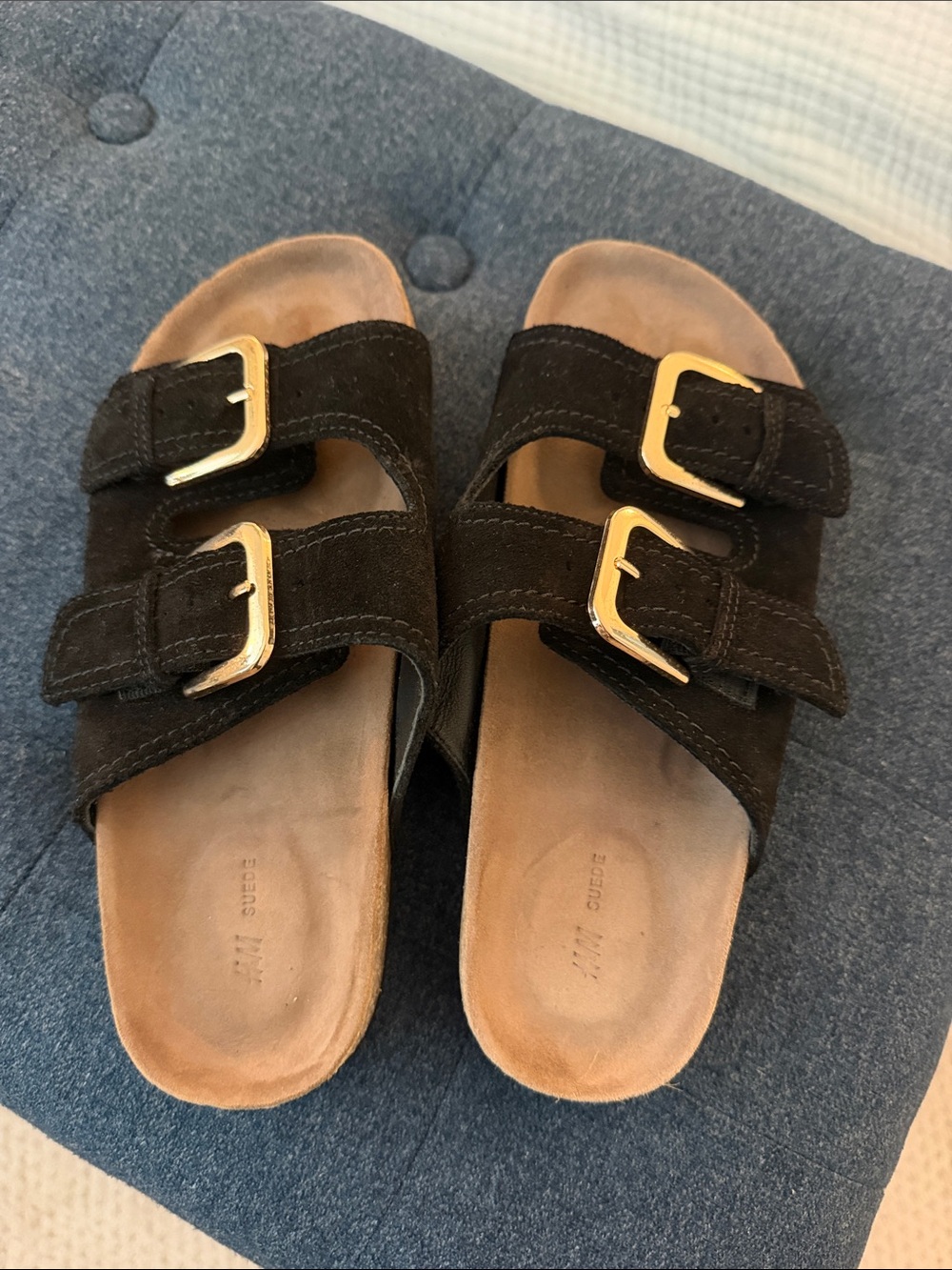 H&M premium suede gold buckle sandals size 37